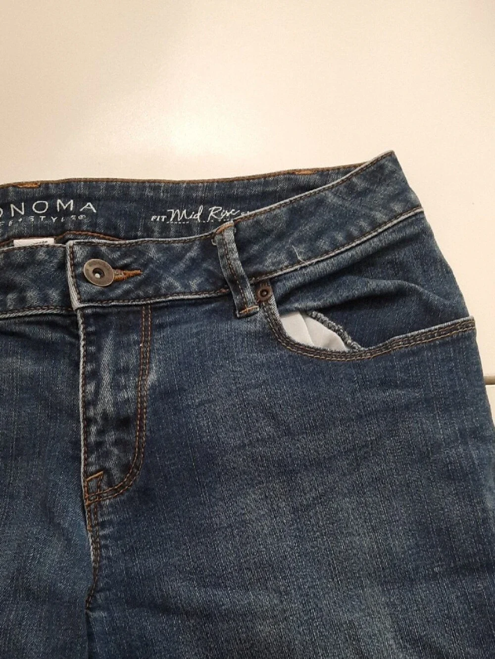 Sonoma Dark Wash Two-Tone Straight Leg Jeans - Size 8P